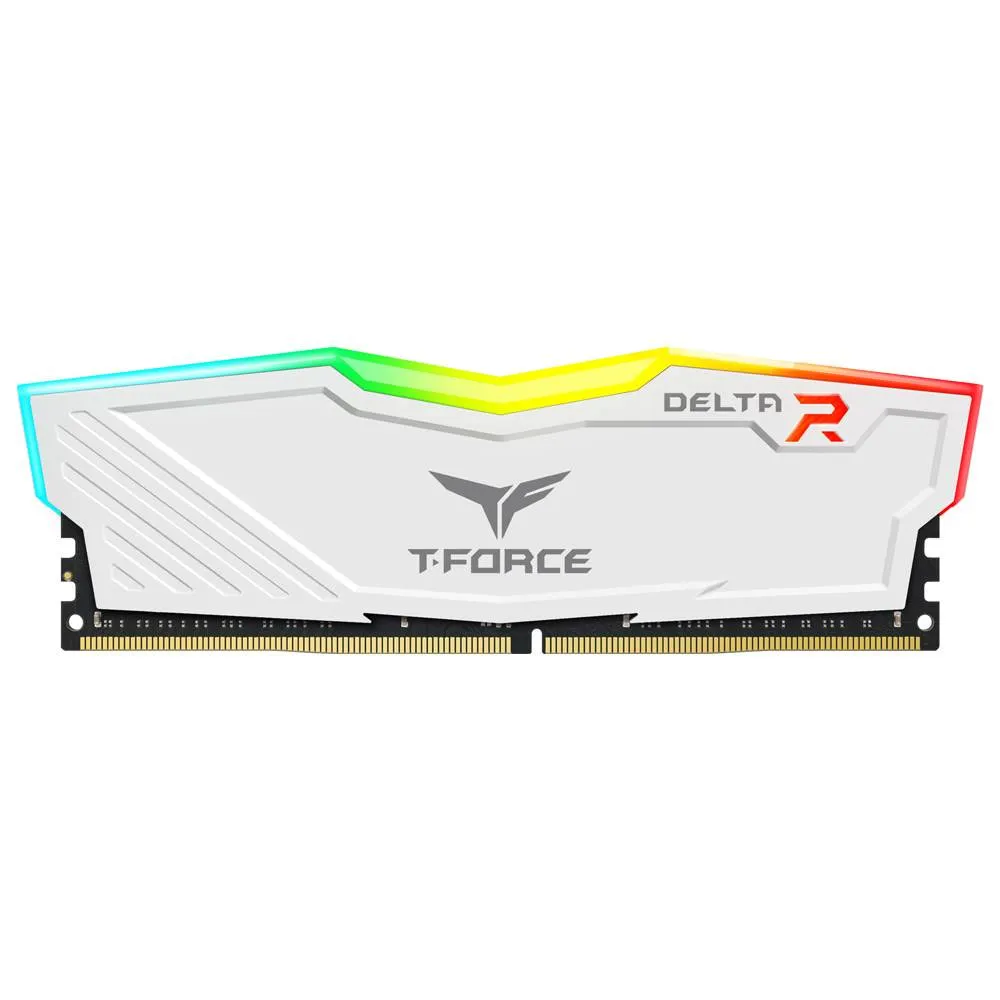 Memória RAM UDIMM TEAMGROUP T-Force Delta RGB 16GB (1x16GB) DDR4-3200MHz (Intel XMP) CL16 (16-20-20-40) 1.35V Branca