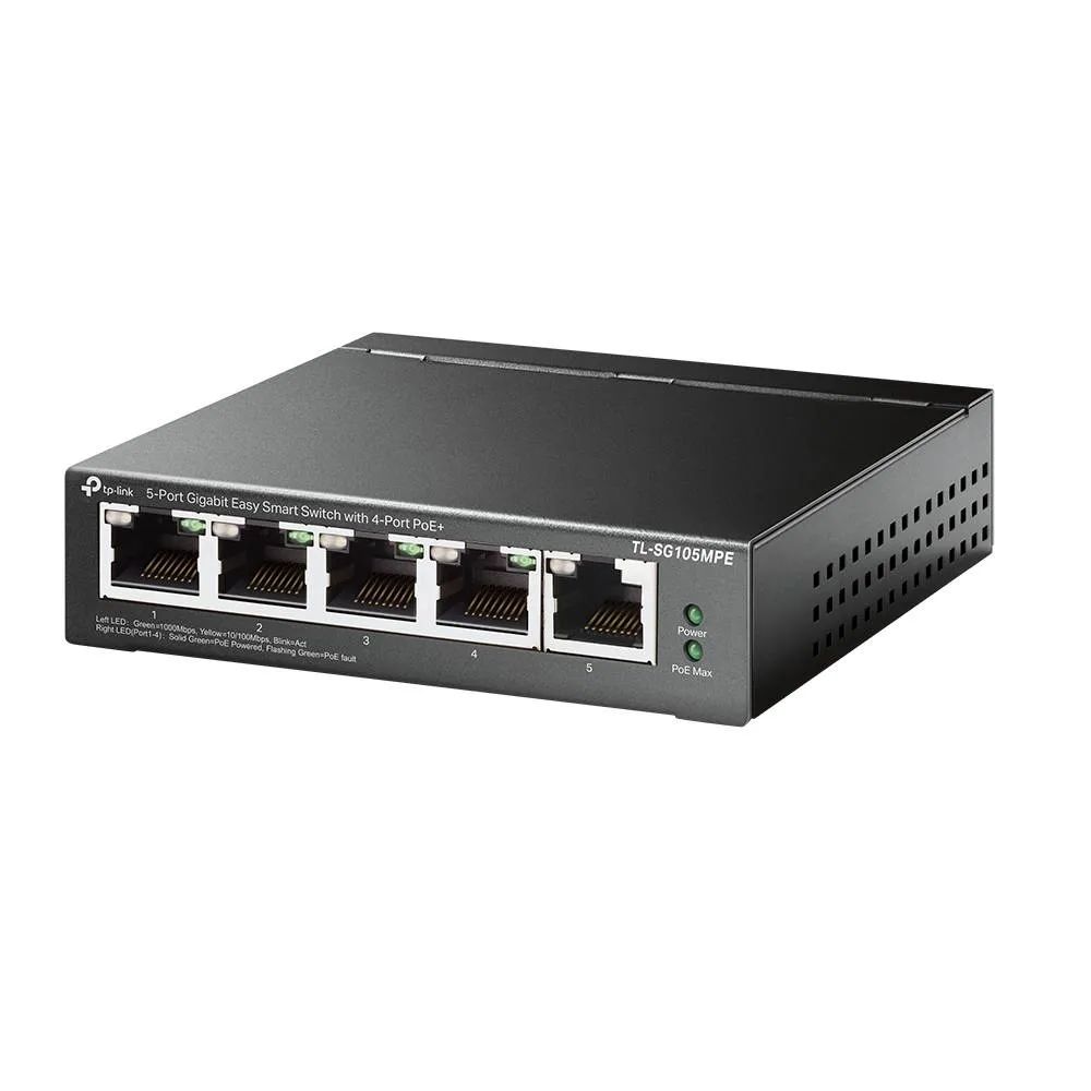 Switch de Rede TP-Link TL-SG105MPE 5 Portas Gigabit Smart Managed com 4 Portas PoE+