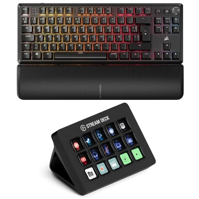 Teclado Corsair K70 CORE TKL Wireless RGB + Elgato Stream Deck MK.2