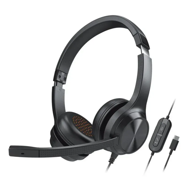 Auriculares Creative Chat USB-C com cancelamento de ruído, microfone e uso escritório, preto