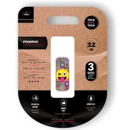 Pen Drive 32 GB USB 2.0 Emoji Guiño Tech One Tech