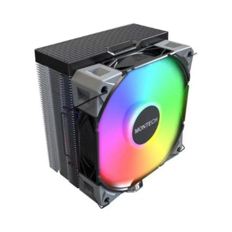 Cooler CPU Refrigeração a Ar Montech Socket 115X/1200/1700/1851/AM4/AM5 120mm NX400 ARGB Iluminação ARGB
