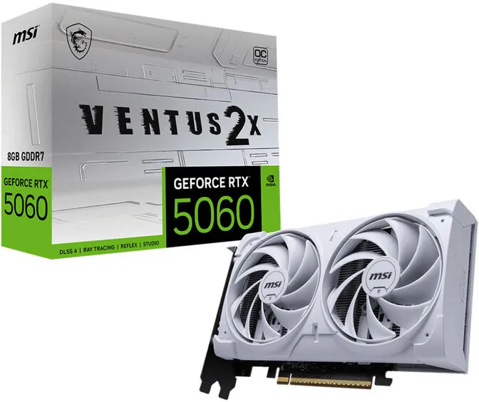 Placa Gráfica MSI NVIDIA GeForce RTX 5060 Blackwell Ventus 2X OC White 8G GDDR7 DLSS4