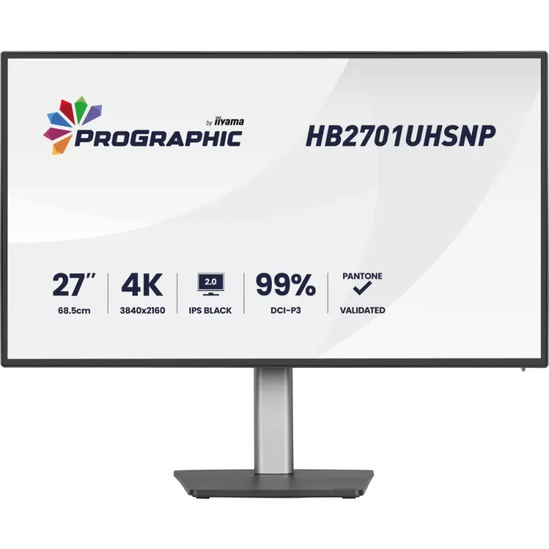 Iiyama ProGraphic HB2701UHSNP-B1 - Monitor LED - 27" - 3840 x 2160 4K @ 60 Hz - IPS Black 2.0 - 450 cd/m² - 3000:1 - 4 ms - HDMI, DisplayPort, USB-C - altifalantes - preto, mate