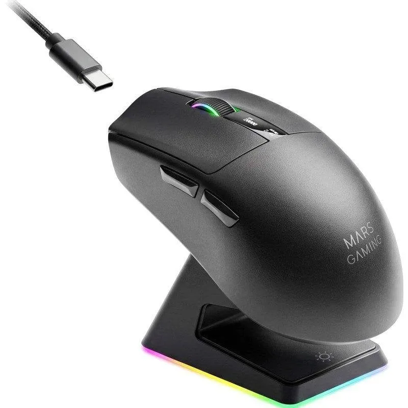Rato Mars Gaming MMW-ELITE Sem Fios 20000 DPI Tri-mode OLED RGB Preto