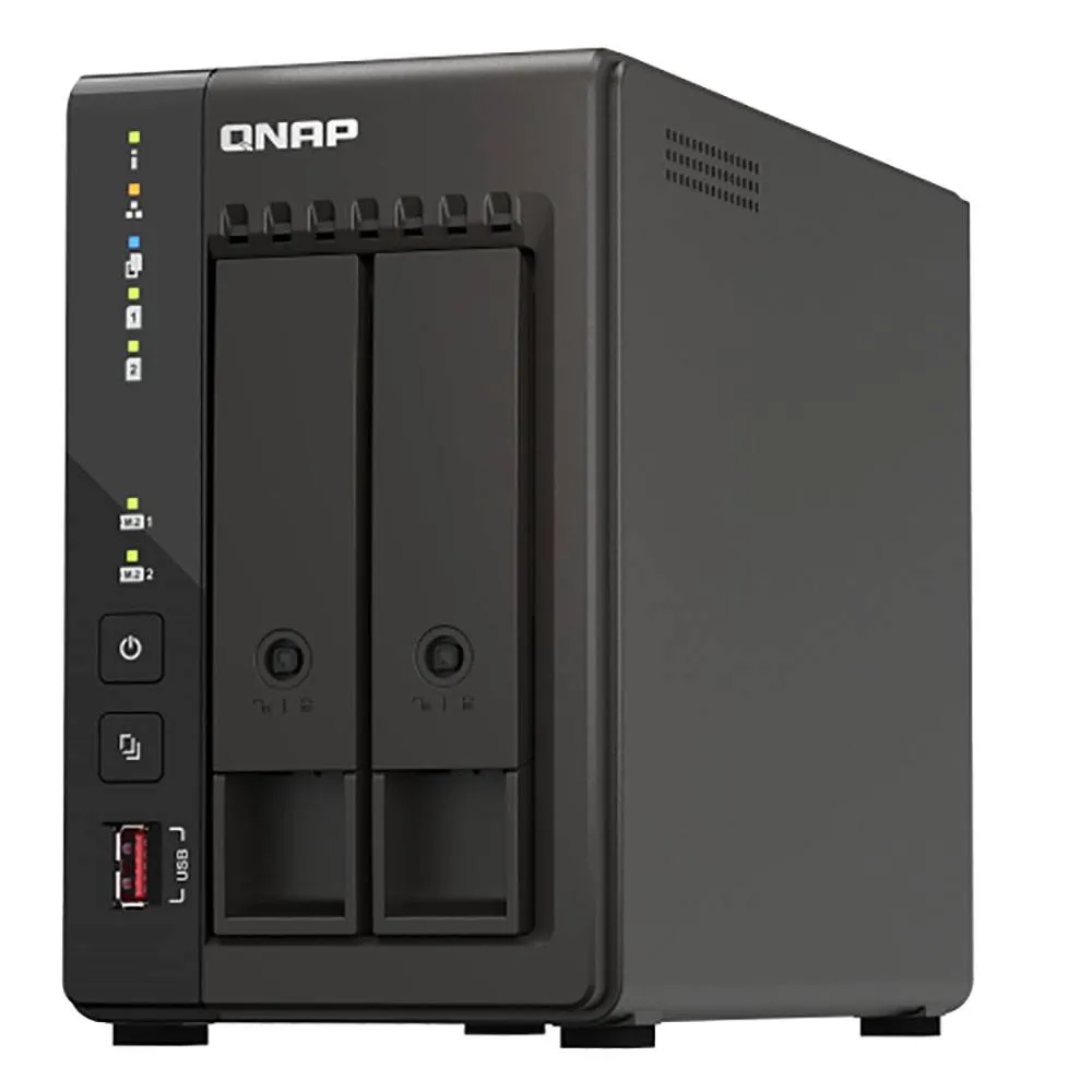 NAS Qnap TS-253E | 2 Baías | CPU 4-Core Intel Celeron J6412 | RAM 8GB DDR4 | Preto