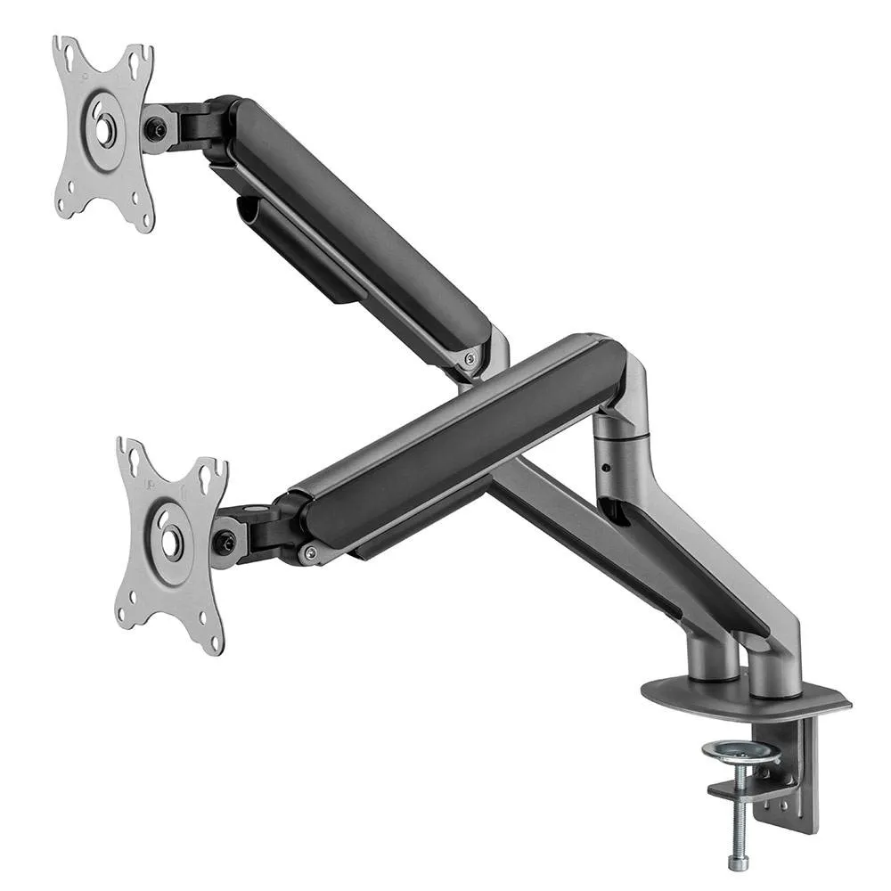 Suporte de Secretária Gembird MA-DA2-05 Monitor Desk Mount Dual Arm (Rotação/Inclinação/Retração) 17 - 32 Cinzento Sideral