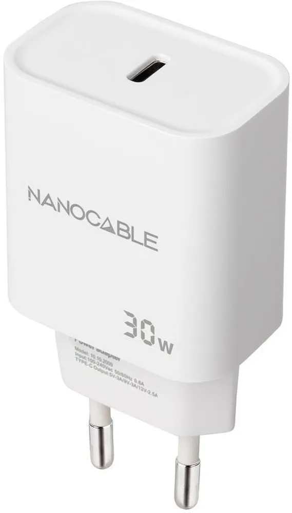 Carregador Nanocable USB-C/PD 30W Branco
