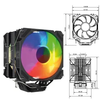 Cooler CPU 6PIPES Fan Dual 120 PWM ARGB Ntech Am5/1700