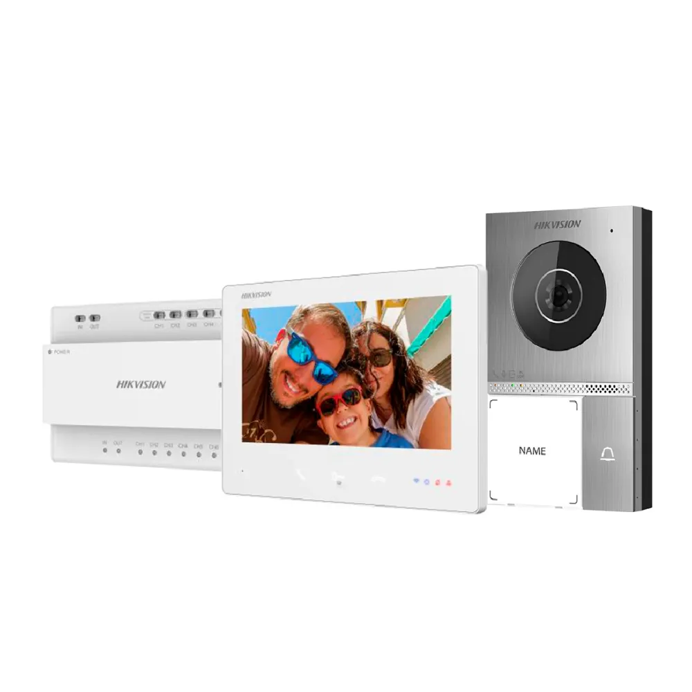 Kit de Vídeo Porteiro Hikvision DS-KIS705EY 2MP WiFi Leitor MF IP65