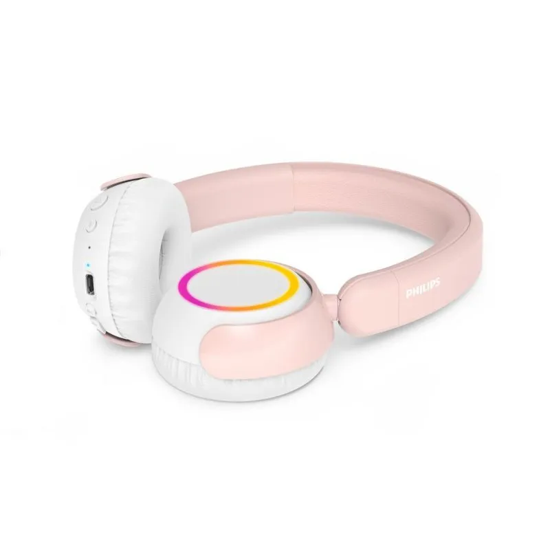 Auriculares Philips TAK4200 sem fios Bluetooth com Cancelamento de Ruído, microfone e carga rápida rosa e branco