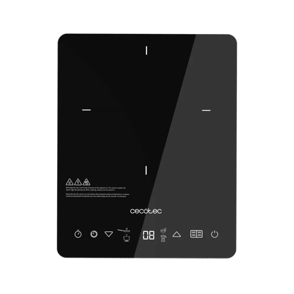 Placa de Indução Portátil Cecotec Crystal Onyx 2000W Preto