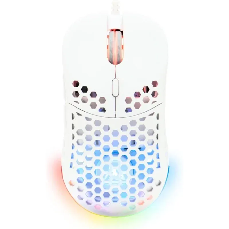 Rato The G-Lab Kult Oxygen Com Fio 12800 DPI Branco RGB 6 Botões Ambidestro