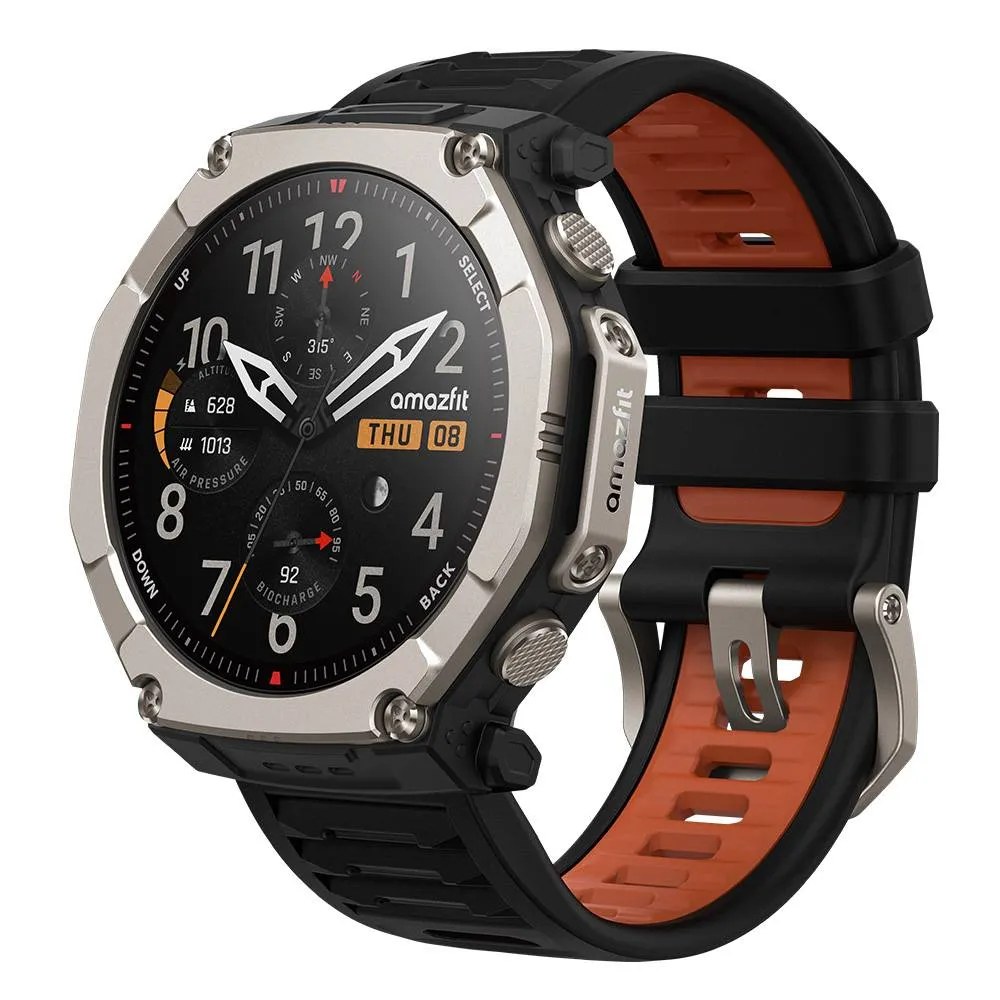 Smartwatch Amazfit T-Rex Ultra 2 | 51mm | 10ATM | GPS com Mapas | 187 Modos Desporto | Rastreamento Saúde e Sono | Black Magma