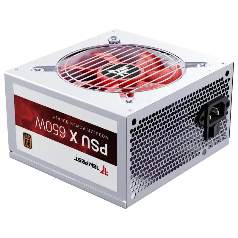 Fonte Alimentação Tempest PSU X 650W 80+ Bronze Modular Fonte de Alimentação Branca