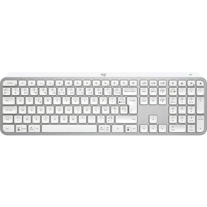 Teclado Logitech MX Keys S Universal RF Wireless e Bluetooth AZERTY Francês Branco