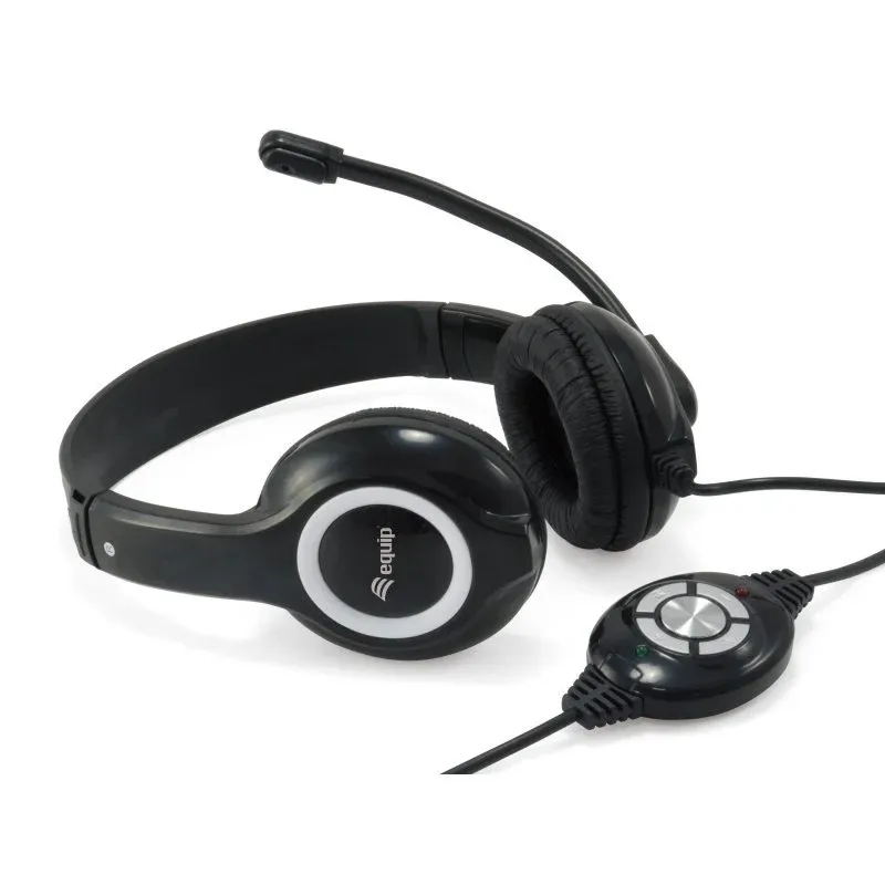 Auriculares Equip 245301 com fio USB-A para chamadas e música com microfone pretos