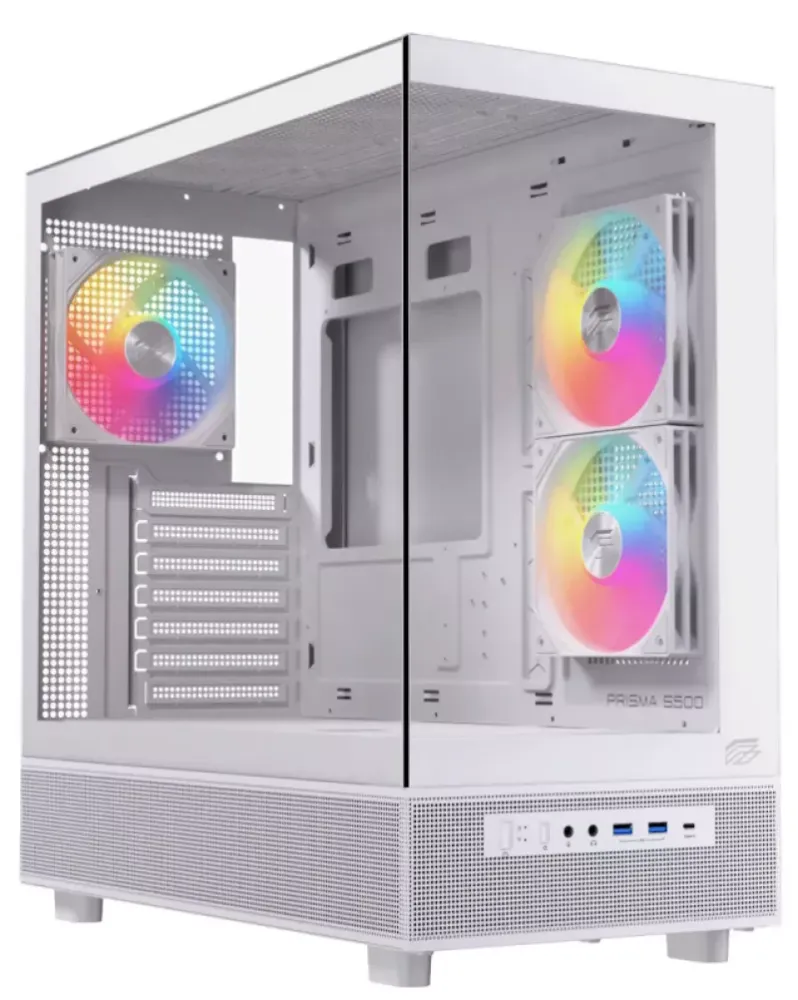 Caixa ATX EINAREX Prisma S500 RGB 3 Ventoinhas Branca - EXCS-PR-500R-W