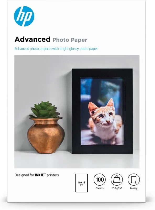 HP Advanced Glossy Photo Paper 250 g/m²-10 x 15 cm borderless/100 sht - válido até fim de stock das unid pré-estabelecidas para a promoção