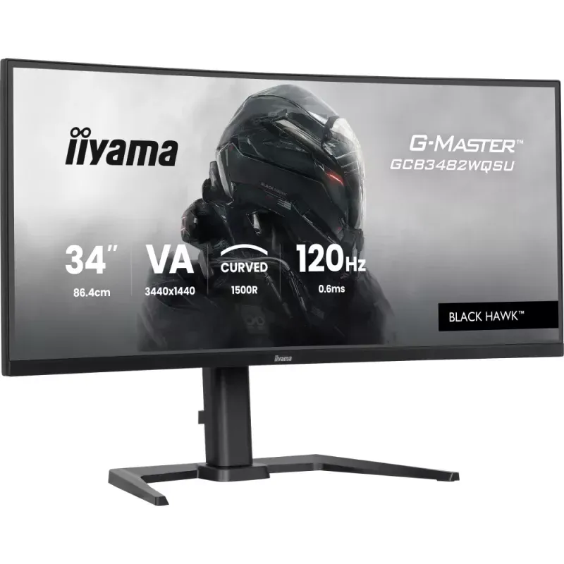 Iiyama GCB3482WQSU-B1 - Monitor LED - gaming - curvo - 34" - 3440 x 1440 WQHD @ 120 Hz - VA - 500 cd/m² - 3000:1 - 0.6 ms - 2xHDMI, DisplayPort - altifalantes