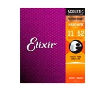 Jogo Cordas Guitarra Acústica Elixir 16027 Nanoweb Phosphor Bronze Coated 011-052