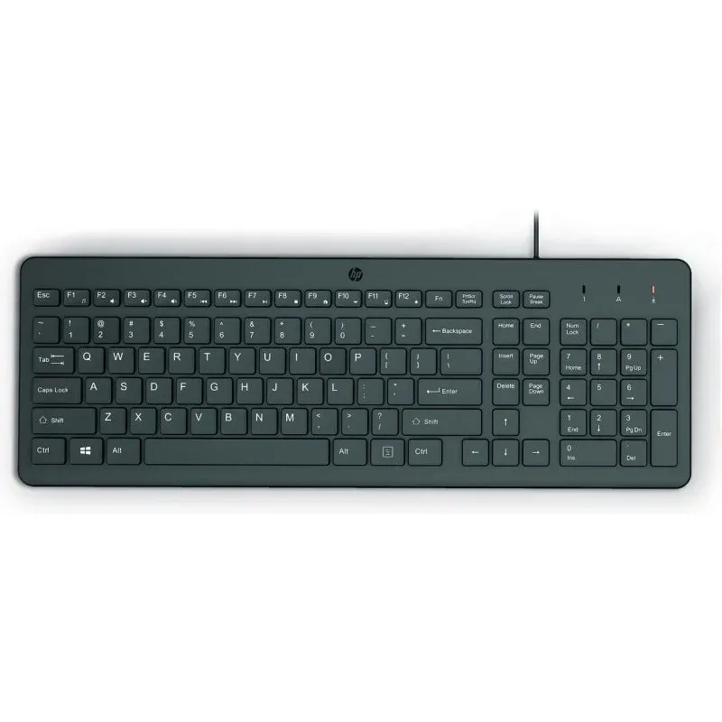 Teclado HP 150 mecânico completo com cabo USB e layout QWERTY preto