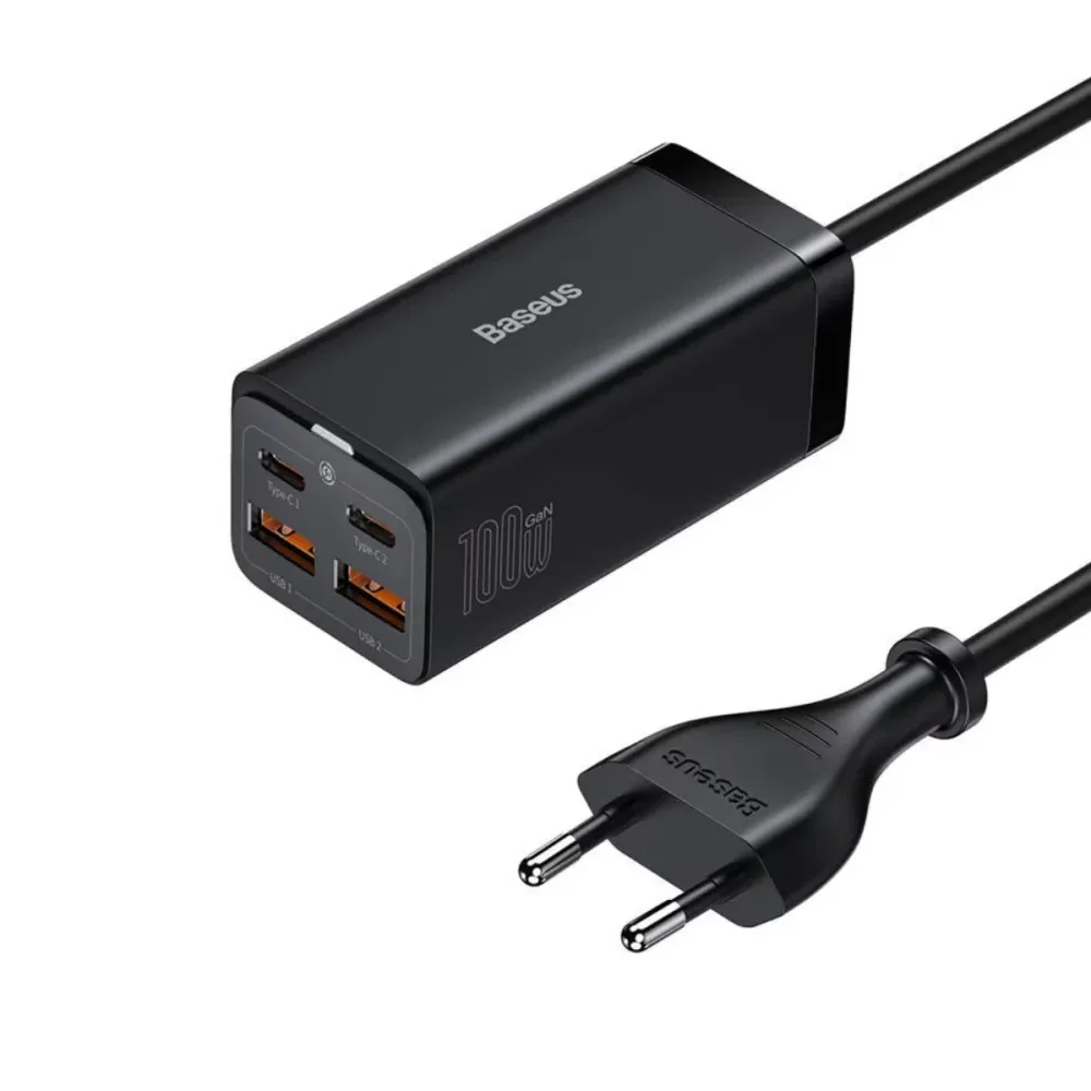 Carregador Baseus Quick Charger GaN3 Pro 100W Preto c/ Cabo USB-C 1.5M