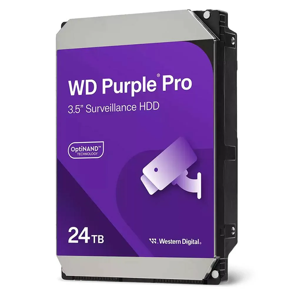 Disco Rígido 3.5 Western Digital WD Purple Pro 24TB 7200RPM 512MB Cache 287MB/s CMR Herium SATA III 6Gb/s