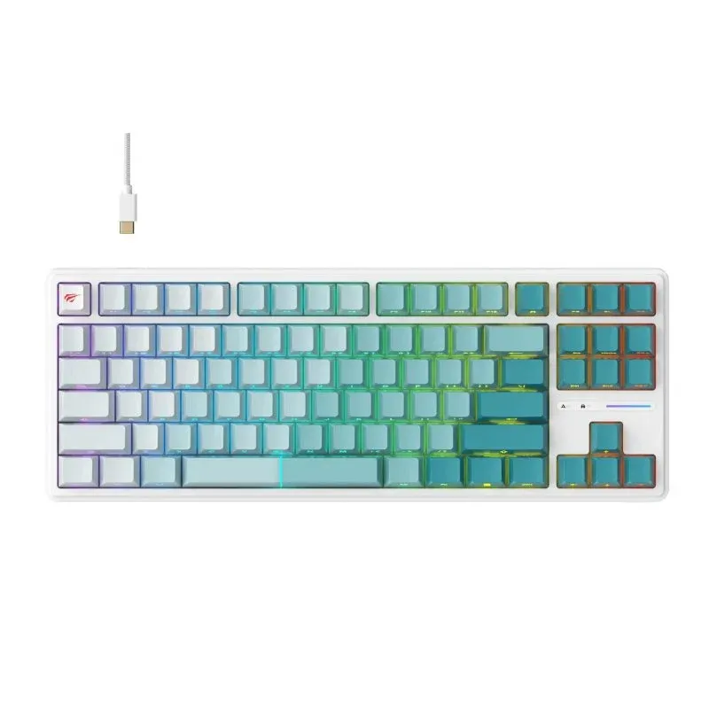 Teclado mecânico Havit KB901L Layout PT retroiluminado RGB verde e branco
