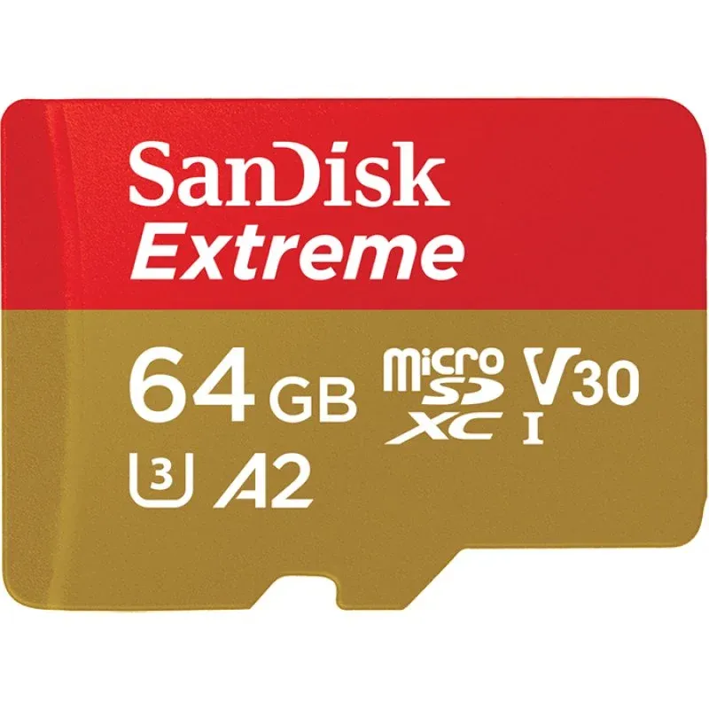 Sandisk Extreme MicroSDXC 64 GB A2 Classe 10 V30 UHS-I + Adaptador