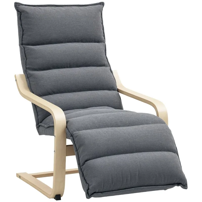 Poltrona Homcom com apoio para os pés ajustável, 67x93x105 cm, cinzento-escuro