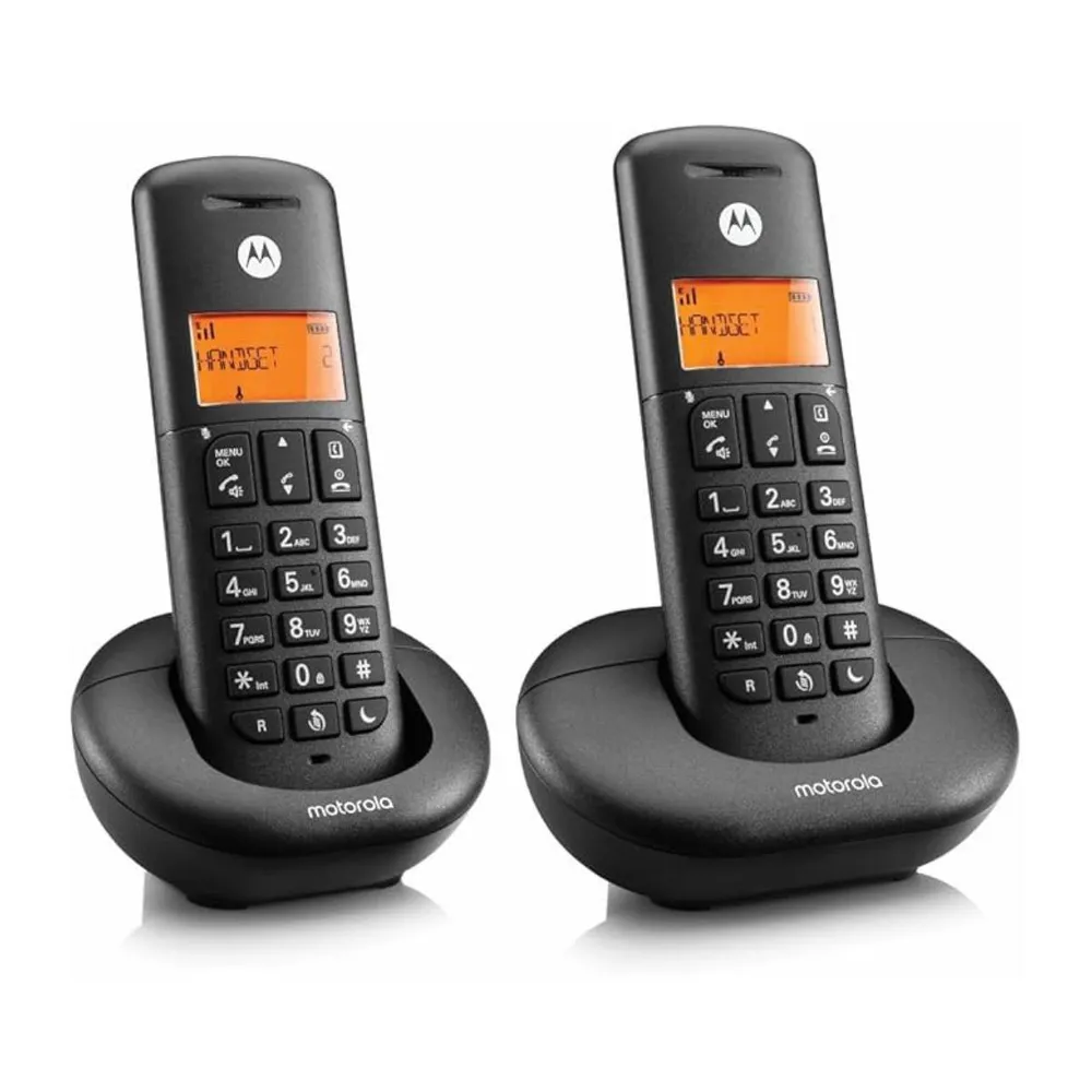 Telefone Fixo Sem Fios Motorola E202 Duo Preto