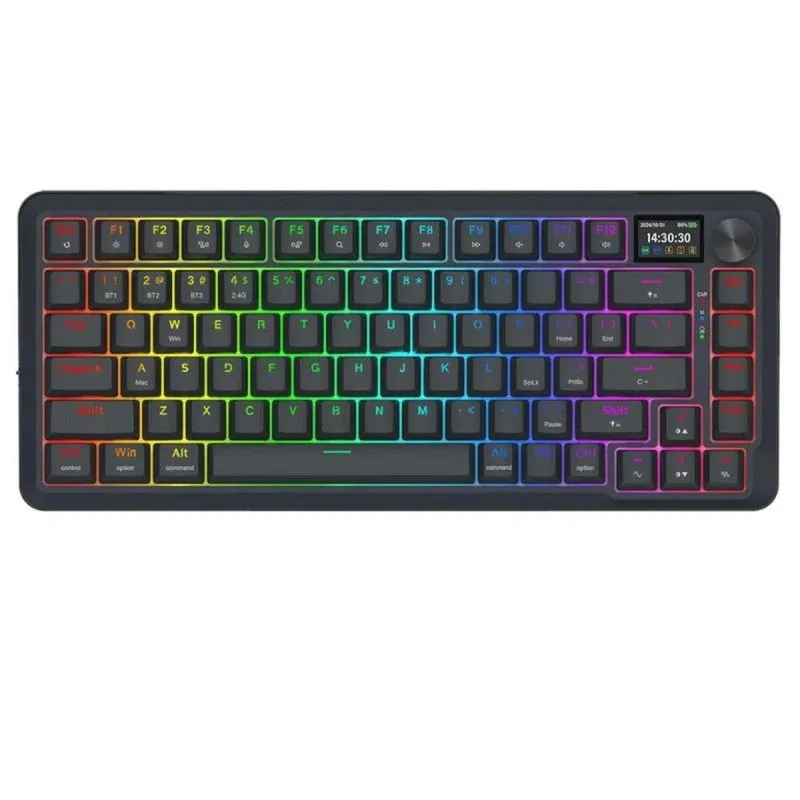 Redragon K708-RGB-PRO Teclado 81 Teclas OLED Gasket RGB Hot-Swap Bluetooth/2.4G/Cabo