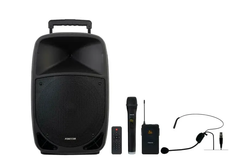 Fonestar MALIBU-312 Altifalante Portátil Karaoke Bluetooth 250W com 2 Microfones, Trolley e Comando