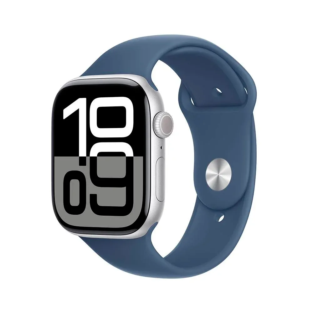 Apple Watch Series 10 GPS + Cellular 46mm Alumínio Prateado c/ Bracelete Desportiva Azul Denim M/L