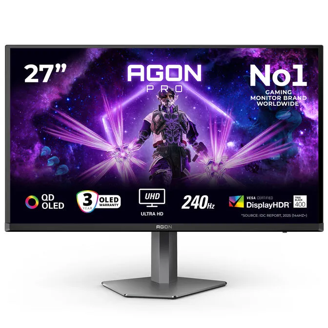 Monitor AGON by AOC PRO 27" AG276UZD QD-OLED UHD 240Hz 0.03ms Adaptive Sync HDR400