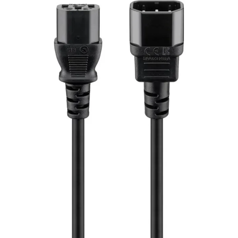 Cabo de extensão Goobay 2 m IEC C14 a IEC C13 preto