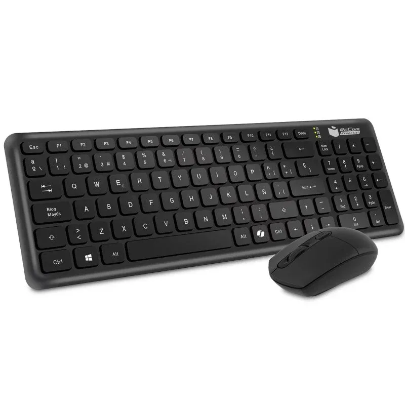 PcCom Essential Combo Teclado MK20 Low Profile com Copilot + Rato Sem Fios Pretos