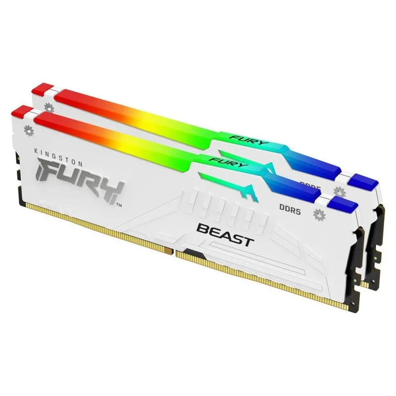 Memória RAM Kingston FURY Beast White RGB EXPO Memórias RAM 64GB DDR5 6400MT/s (2x32GB)