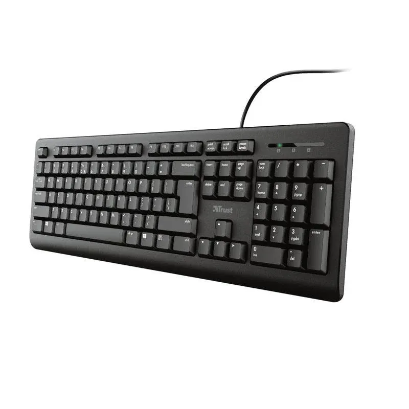 Teclado Trust Primo membrana Layout US preto resistente a salpicos
