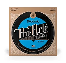 Jogo Cordas Guitarra Clássica Daddario EJ50 Nylon Preto Tensão Forte