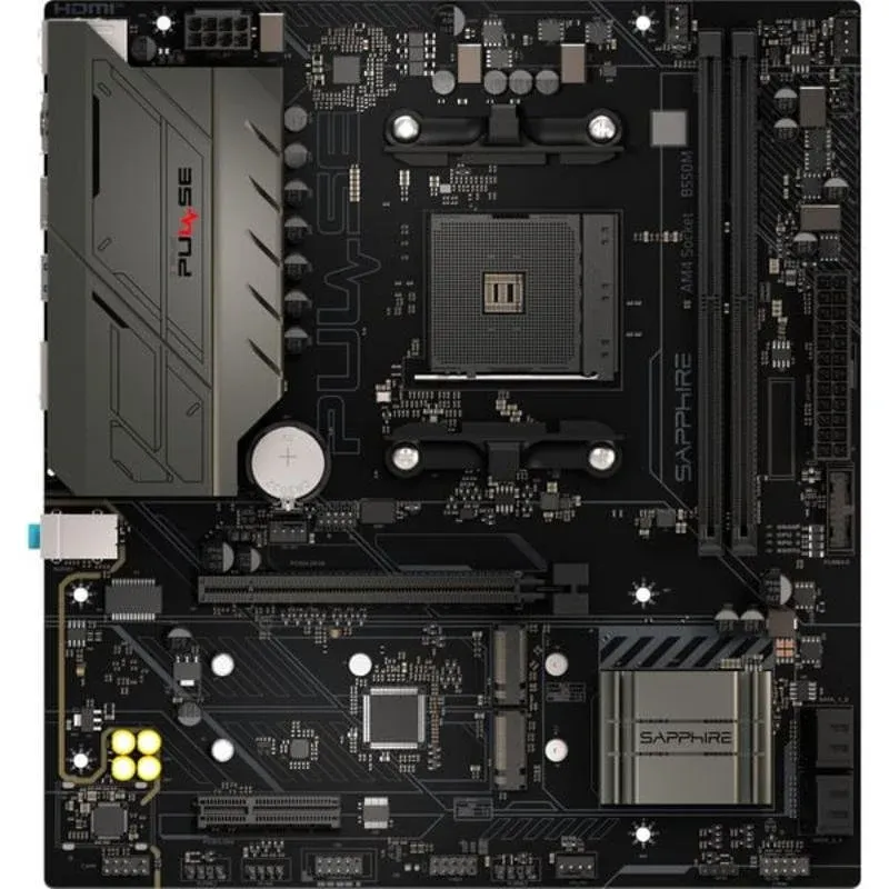 Motherboard SAPPHIRE PULSE B550M AMD B550 AM4 DDR4 µATX RGB 2.5 GbE TPM