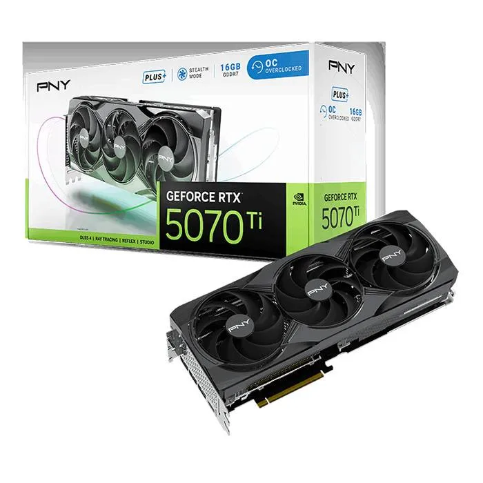 Gráfica PNY GeForce® RTX 5070 Ti Gaming Triple Fan Plus OC 16GB GDDR7 DLSS4
