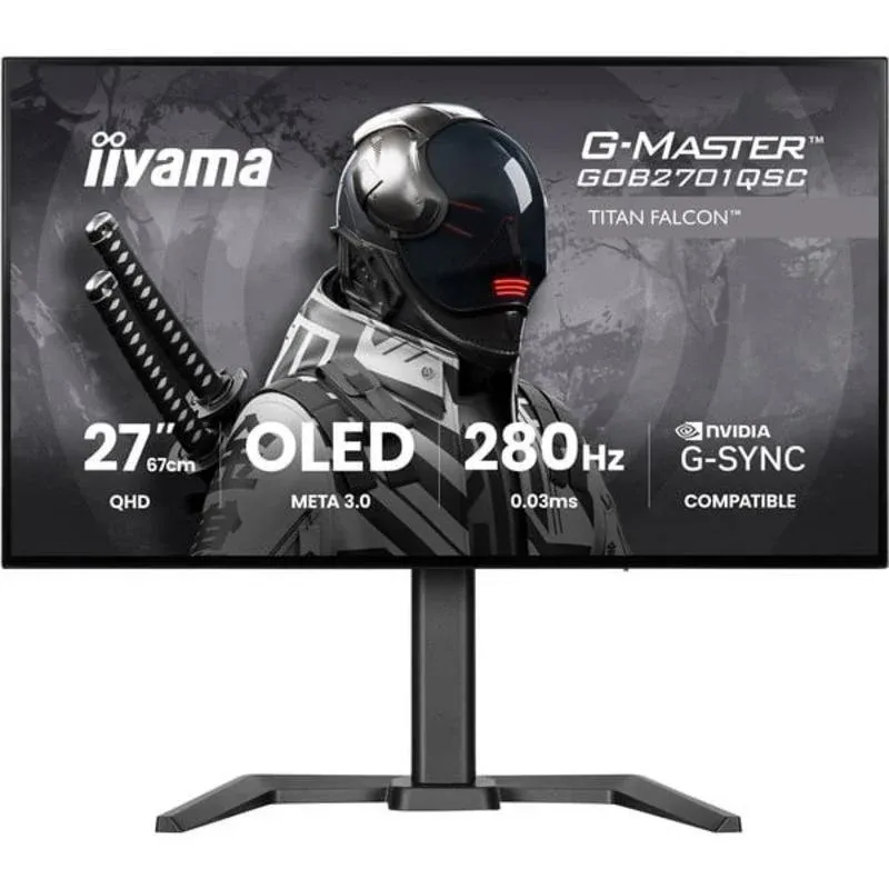 Monitor iiyama G-Master GOB2701QSC-B1 27" QHD 280Hz OLED True Black 400 Altura Ajustável 0,03ms