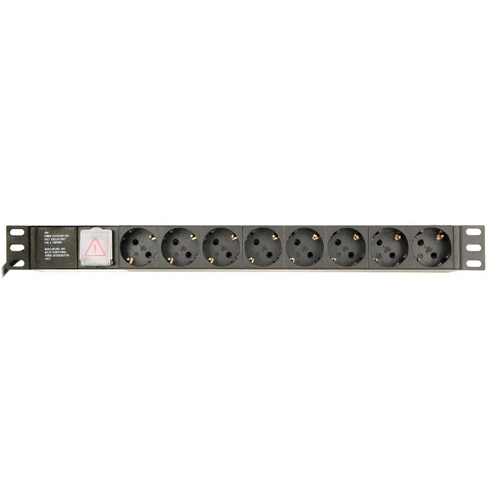 Régua Gembird EG-PDU-014-C14 Power Strip 8 Tomadas Schuko p/ IEC C14 10A Rack (1U) Preta