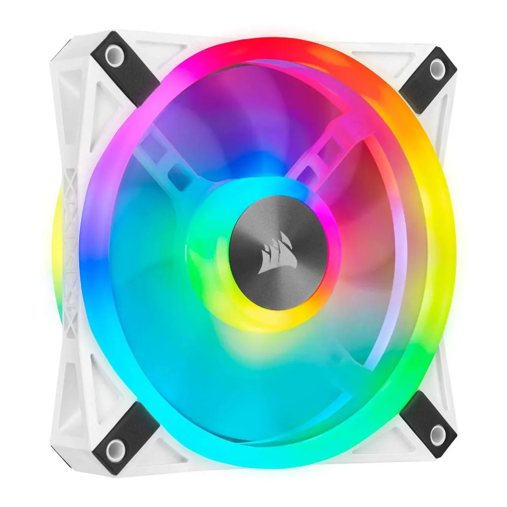 Ventoinha 120mm Corsair 1500RPM iCUE QL120 RGB 4 Pinos PWM Branca (Single Pack)