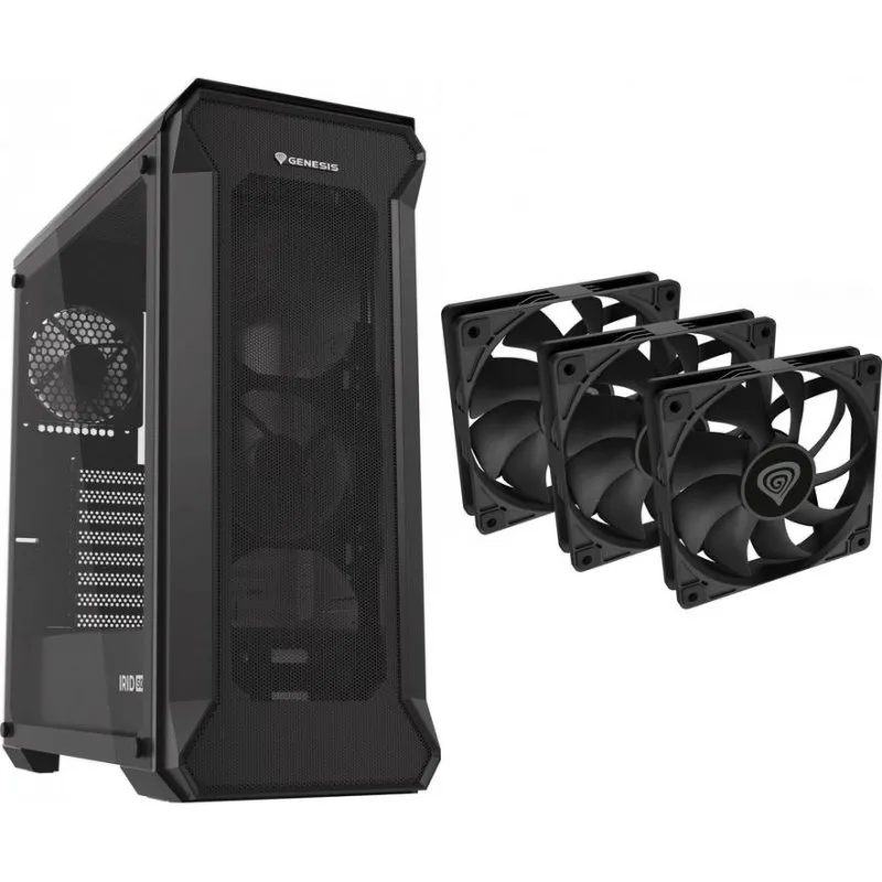 Caixa PC GENESIS Irid 505 V2 Midi Tower 3 Ventiladores Oxal 120 Vidro Templado