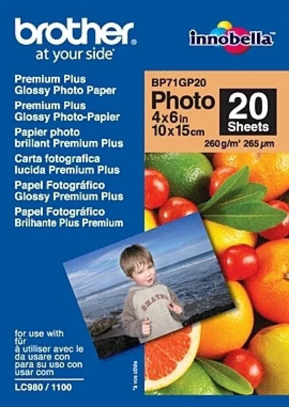 Papel BROTHER "Glossy" 10x15. 20 folhas