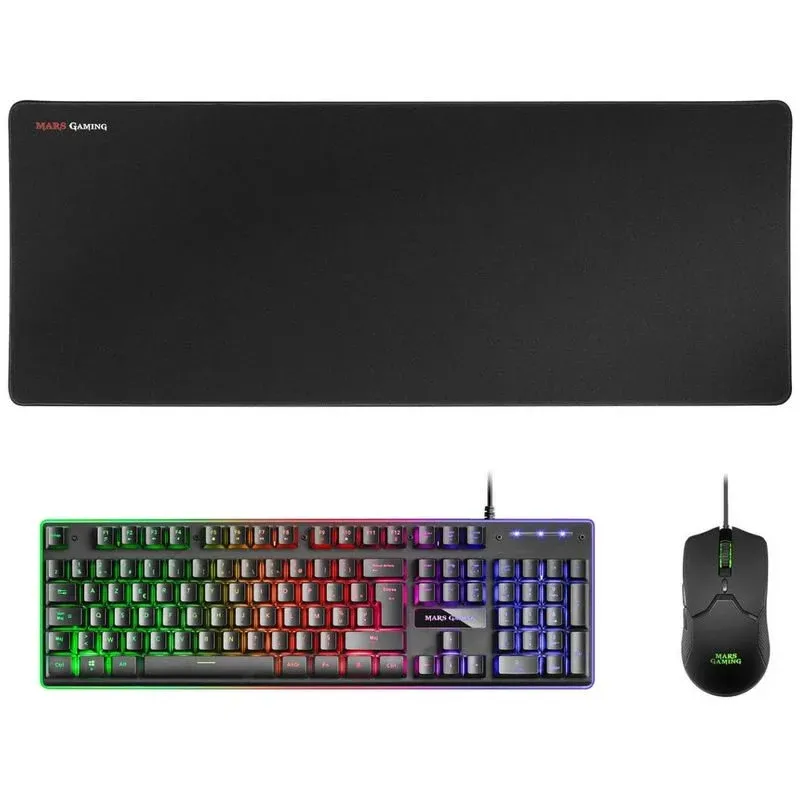 Mars Gaming MCPX Combo Gaming Teclado Francês + Rato + Tapete XXL Pretos