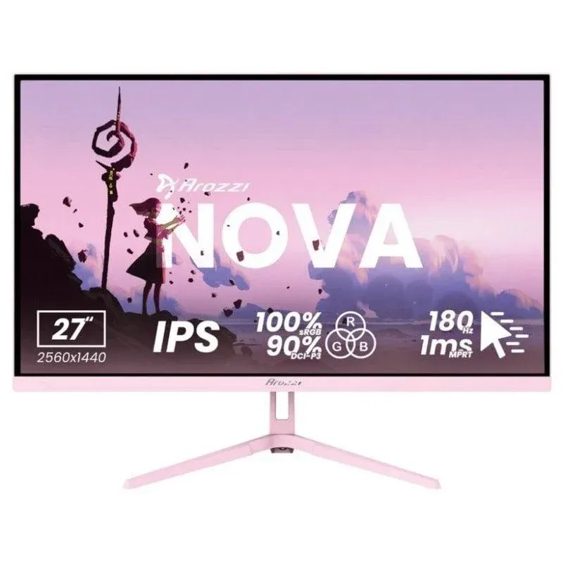 Monitor Arozzi Nova 27" Quad HD 180Hz IPS 1ms Altifalantes Rosa